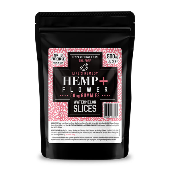 Watermelon Slices 50 mg CBD isolate/each - 500 mg per pack - 10 pieces